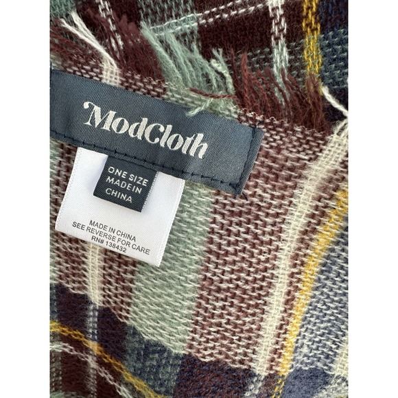 ModCloth Oversized Square Blanket Scarf – 55"x55" – Multicolor Plaid – NWT - Picture 3 of 8
